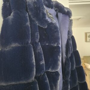 BCBGMaxAzria Deep Blue Teddy Jacket